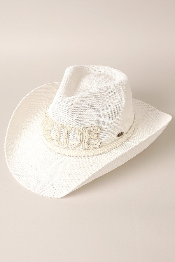 BRIDE Cowboy Hat With Pearl And Rhinestones