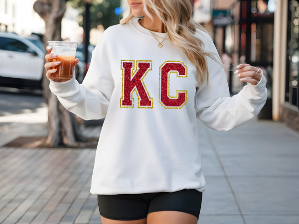 Glitter Kansas City Sweatshirt, Kansas Game Day Sweatshirt