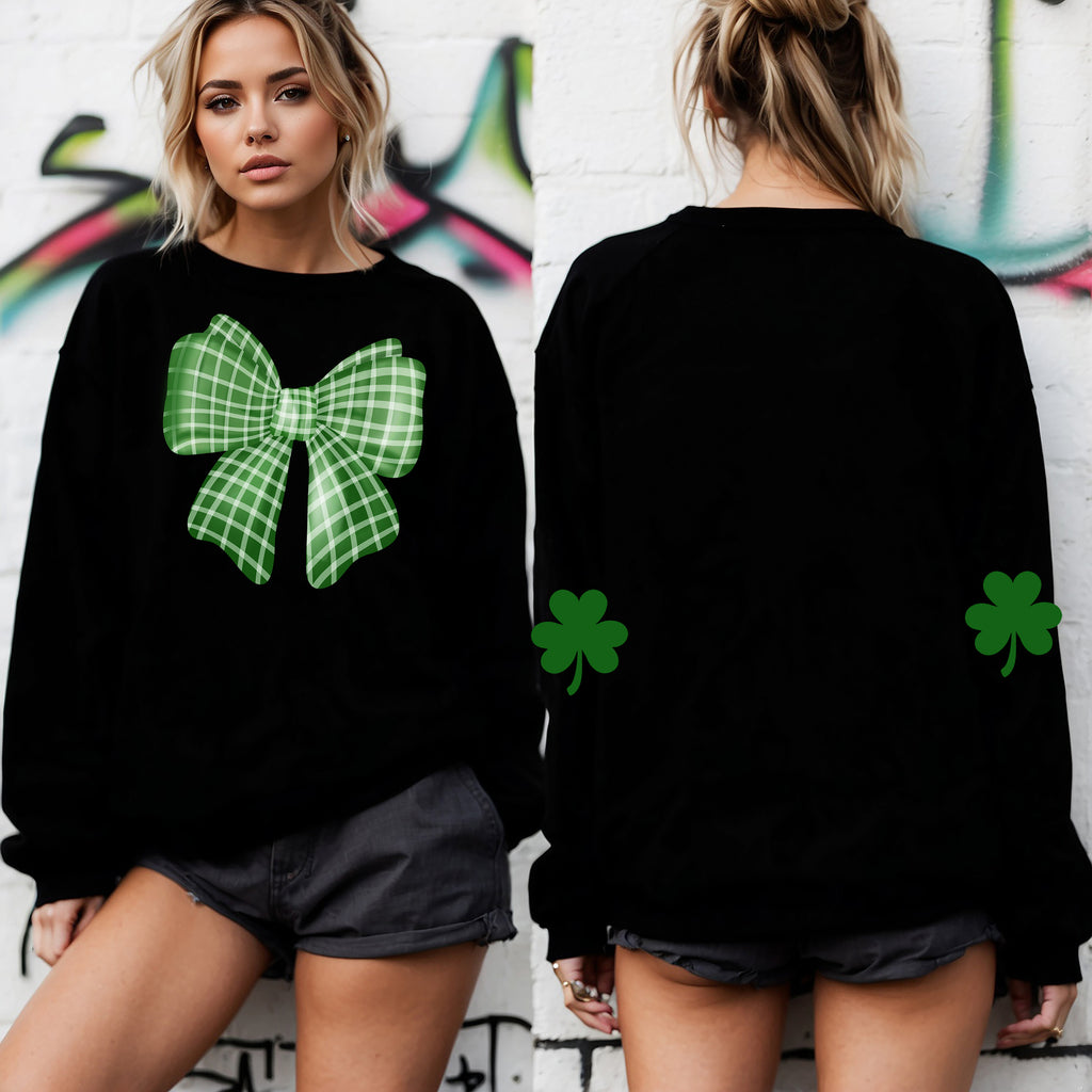 St. Patricks Day Sweatshirt - Irish Sweatshirt - Shamrock Elbow Patch Sweatshirt - St Pattys Sweatshirt - St Patricks Day Outfit