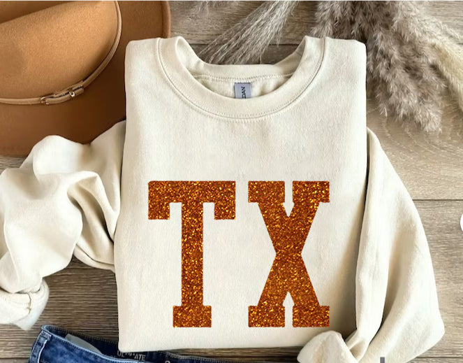 Glitter TEXAS Sweatshirt, Trendy Preppy Sweatshirt, Aesthetic College Crewneck, Oversized Minimalist Sweater,  Texas Shirt,Game Day Shirt