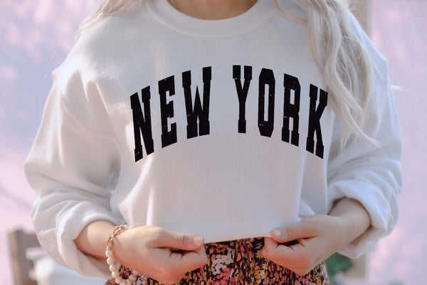 New York Sweatshirt Faded Vintage Aesthetic New York Crewneck