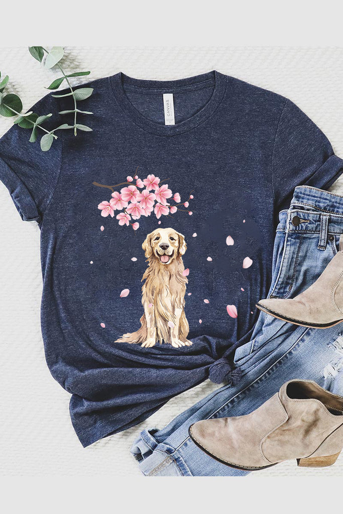Cherry blossoms Golden Retriever , Dog mom Shirt