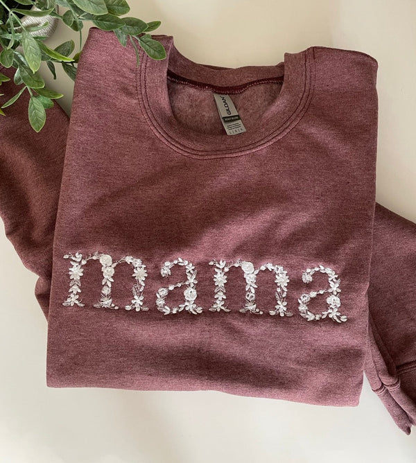 Embroidered Mama Sweatshirt, Mama Est Sweatshirt, Mothers Day Gift, Cool Mom, First Mothers Day Gift, Personalized Gift, Mom Life Shirt, New Mom Gift