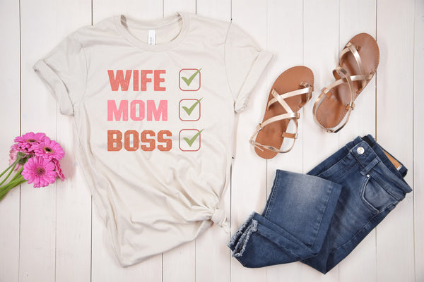 Wife mom boss  t shirt