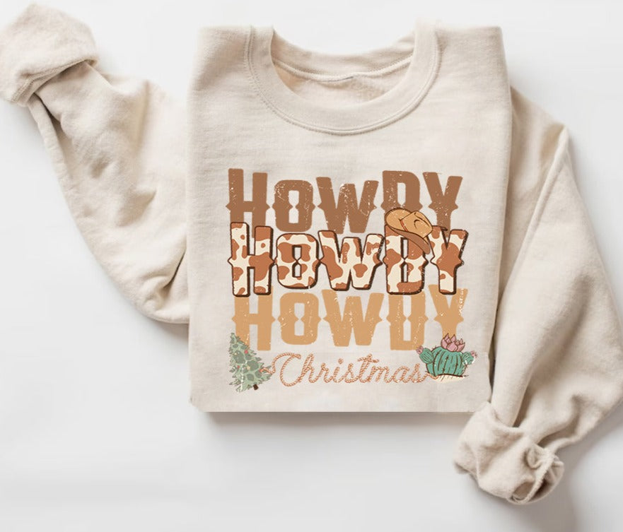 Howdy Cowboy Christmas Sweater, Giddy Up Jingle Horse Pick Up Your Feet, Howdy Country Christmas Horse, Cowgirl Shirt, Christmas Sweatshirtoliday