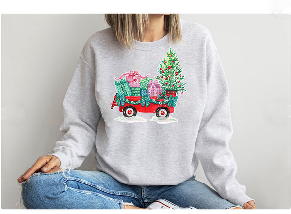 Christmas Gift Box and Tree shirt, Christmas Outfit, womens christmas shirt, Christmas Sweatshirt