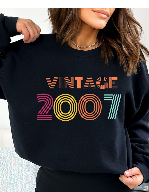 2007Sweatshirt, 2007Birthday Year Number Sweatshirt for Women, Born In 2007 Sweater, Vintage 1990 BDay For Him Her, 1990 Year Shirts