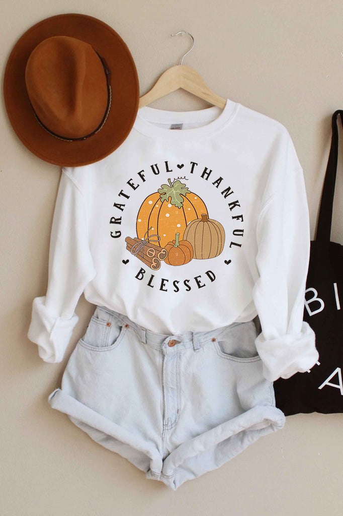 Greatful Thankful Blessed Shirts, Autumn Shirt, Fall Pumpkin Shirt, Fall Shirts, Thanksgiving T-Shirt