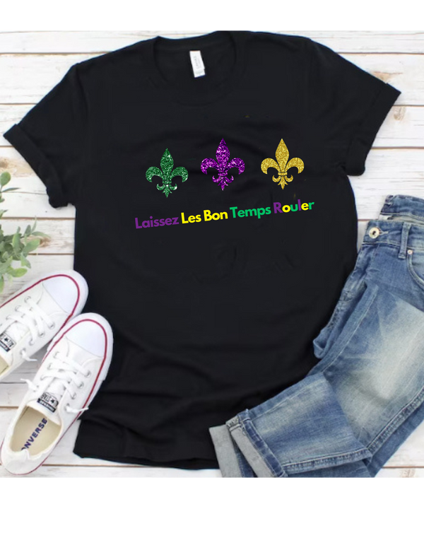 Laissez Les Bon Temps Rouler tshirt/Mardi Gras T-Shirt, Mardi Gras Celebration Shirt, Fat Tuesday Gift Shirt, Funny Carnival Tee, Festival Shirt, Purple Green Gold Tee