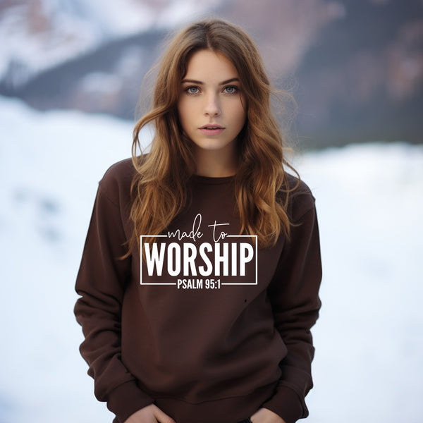 Made To Worship Psalm 95:1 Sweatshirt, Christian Sweatshirt, Christian Gift Crewneck, Christian Apparel, Faith Sweatshirts/Hoodies