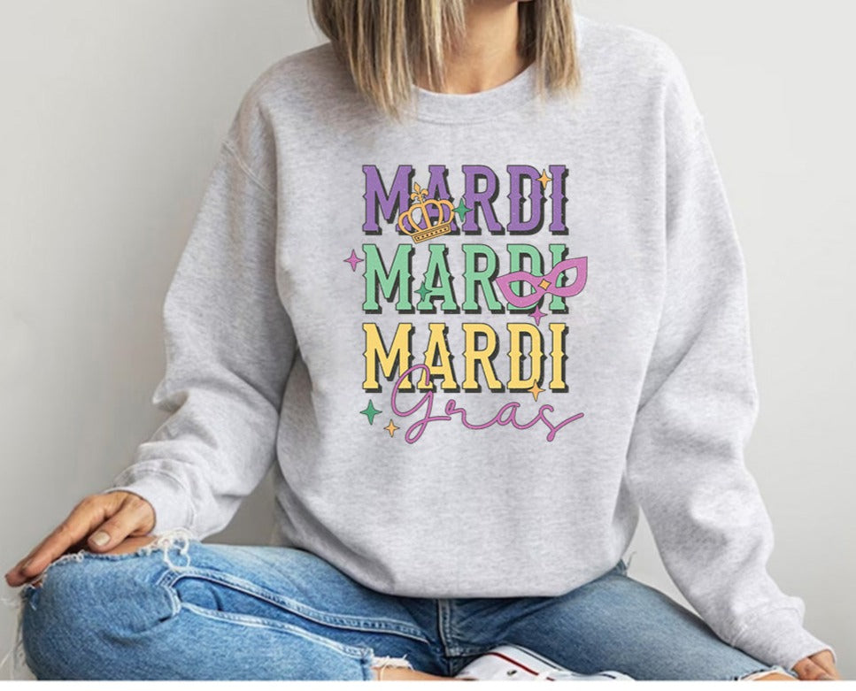 Distressed Mardi Gras Sweatshirt