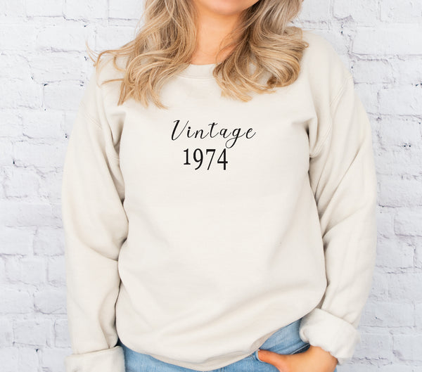 1974 Sweatshirt, 1974Birthday Year Number Sweatshirt for Women, Born In 1974 Sweater, Vintage