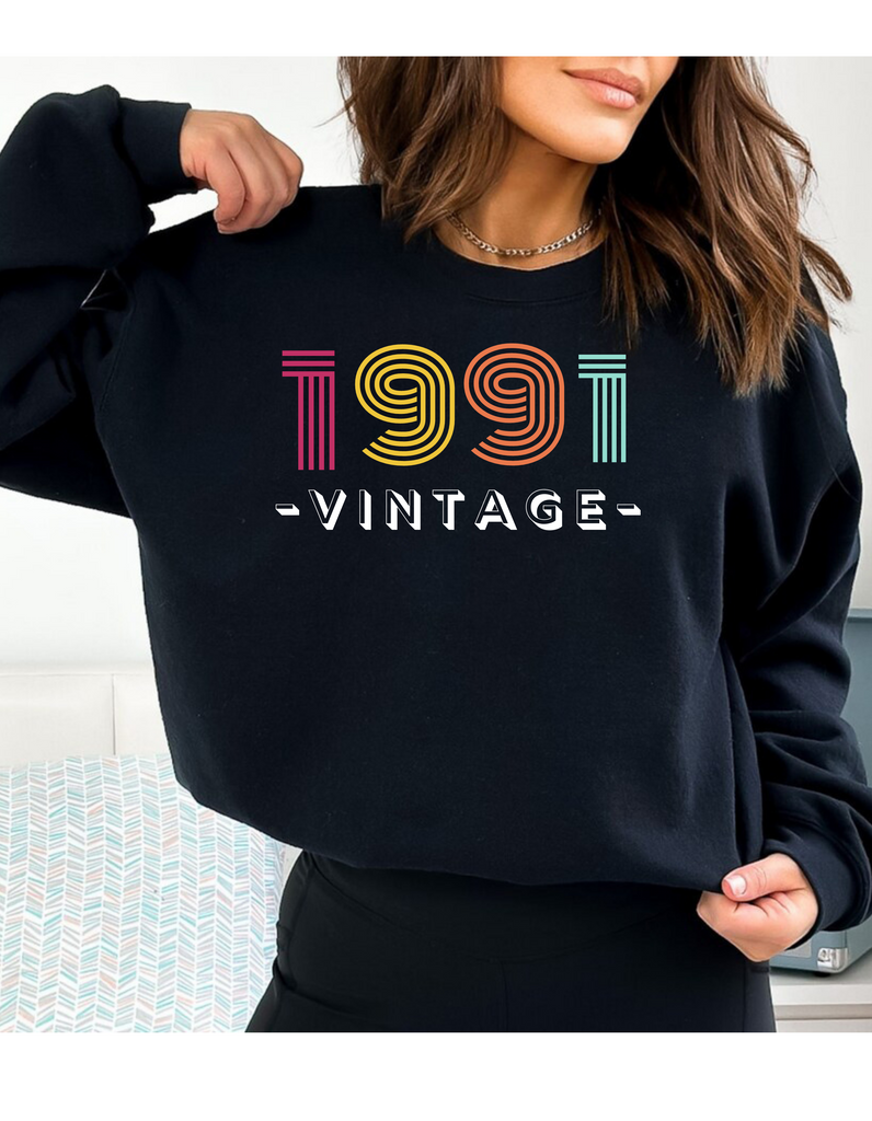 1991 Sweatshirt, 1991Birthday Year Number Sweatshirt for Women, Born In 1991Sweater, Vintage 1990 BDay For Him Her, 1990 Year Shirts