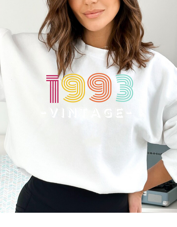 1993 Sweatshirt, 1993Birthday Year Number Sweatshirt for Women, Born In 1993Sweater, Vintage 1990 BDay For Him Her, 1990 Year Shirts