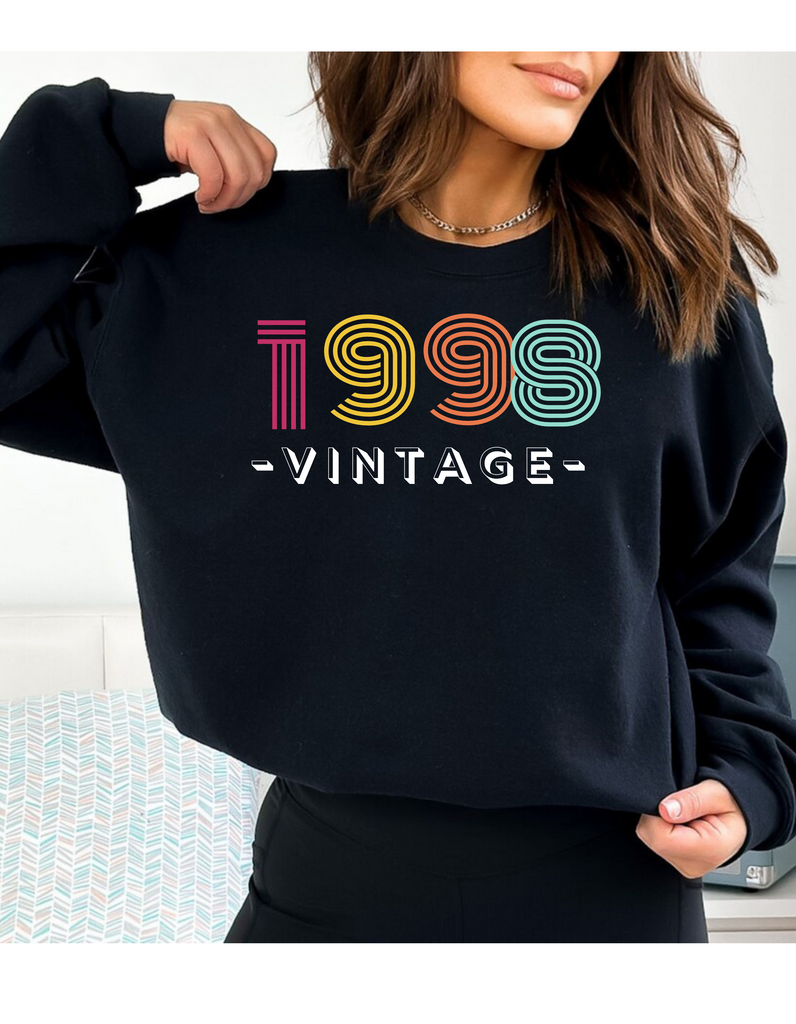 1998 Sweatshirt, 1998 Birthday Year Number Sweatshirt for Women, Born In 1998 Sweater, Vintage 1990 BDay For Him Her, 1990 Year Shirts