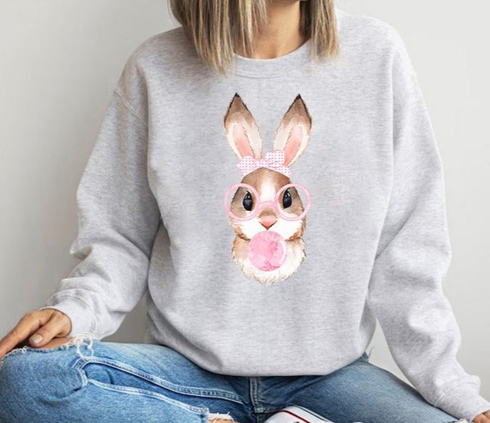 Easter  Sweatshirt, Bunny with Leopard Glasses shirt,