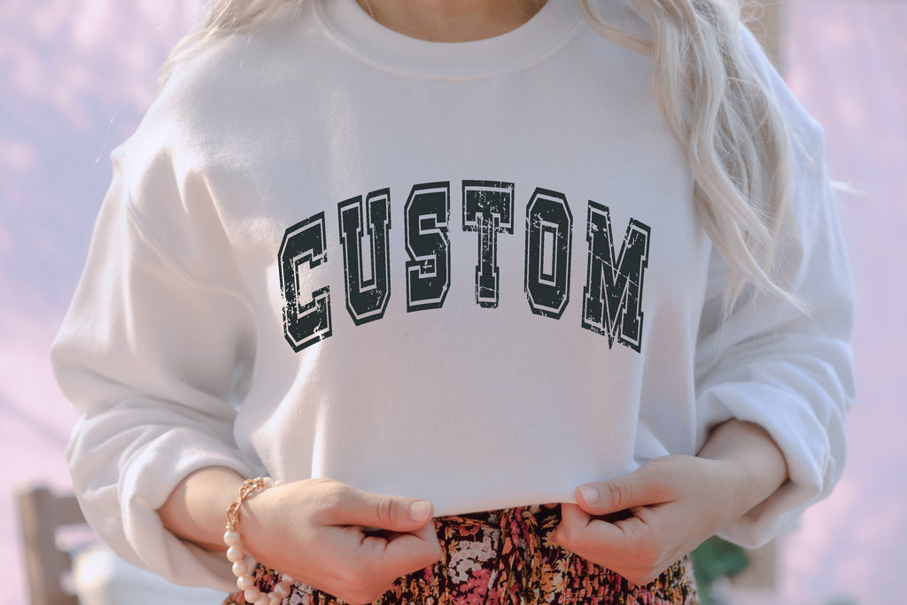 Custom Sweatshirt, Faded Vintage Aesthetic, Customize with Any Location, Name or Saying, Minimalist style, Personalized trendy crewneck