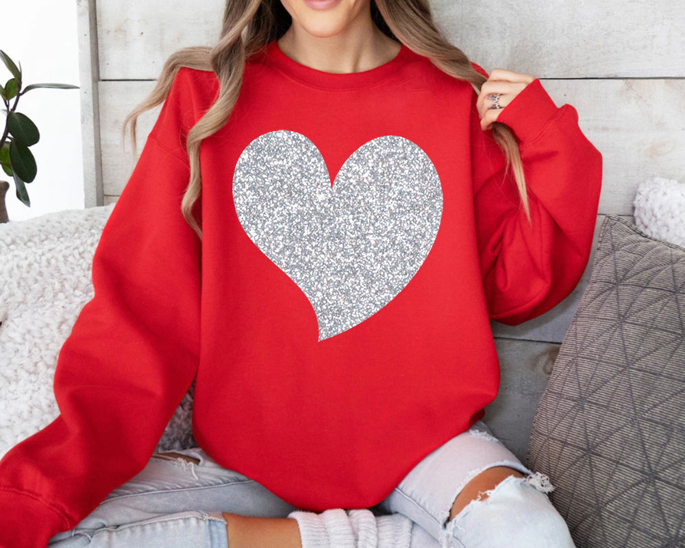 Valentine's day sweatshirt, Valentines day shirt, glitter heart shirt women shirt, Valentines day tee