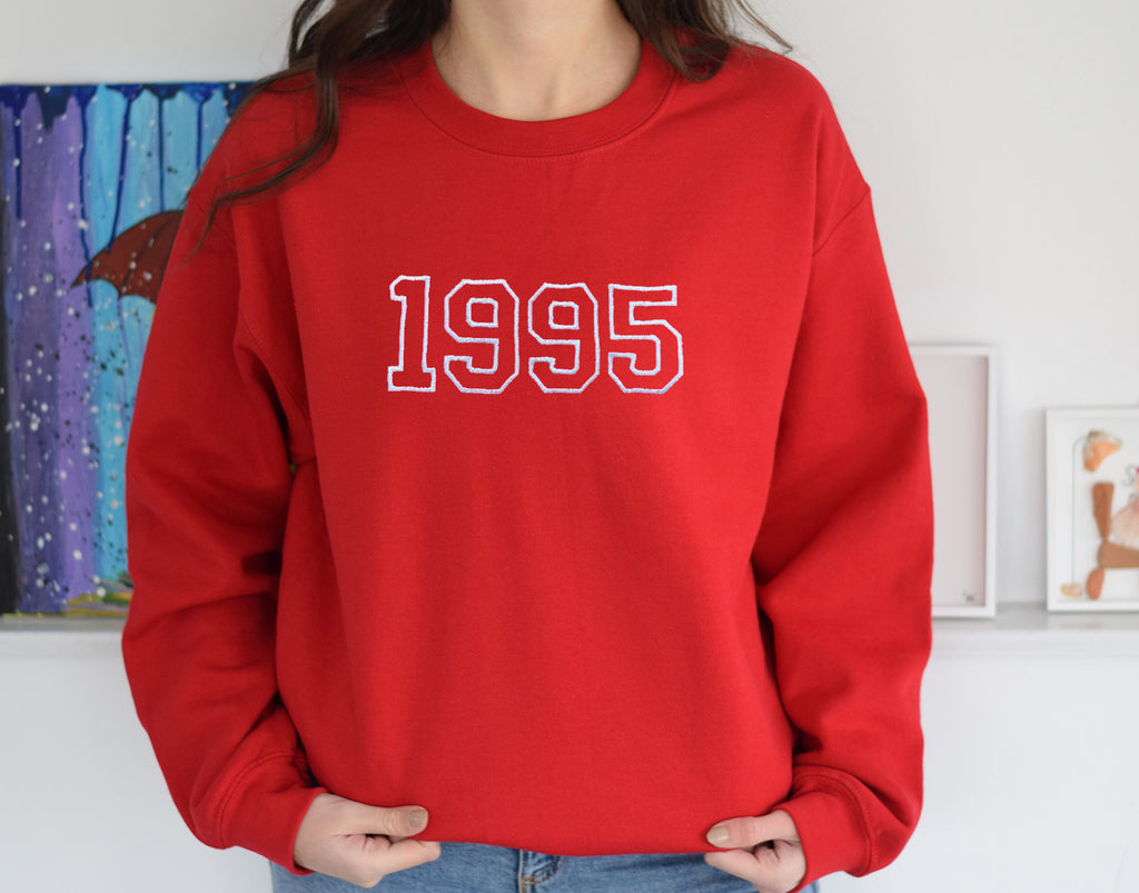 Birthday Sweatshirt Embroidered Custom Year Crewneck 1995 Sweatshirts 1994 crewneck, Teenager Gift Idea, Personalized Birthday Gifts For Her