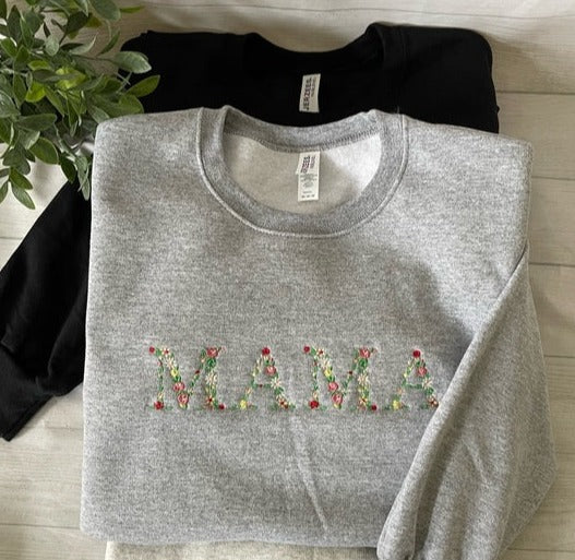 Embroidered Mama Sweatshirt, Mama Est Sweatshirt, Mothers Day Gift, Cool Mom, First Mothers Day Gift, Personalized Gift, Mom Life Shirt, New Mom Gift