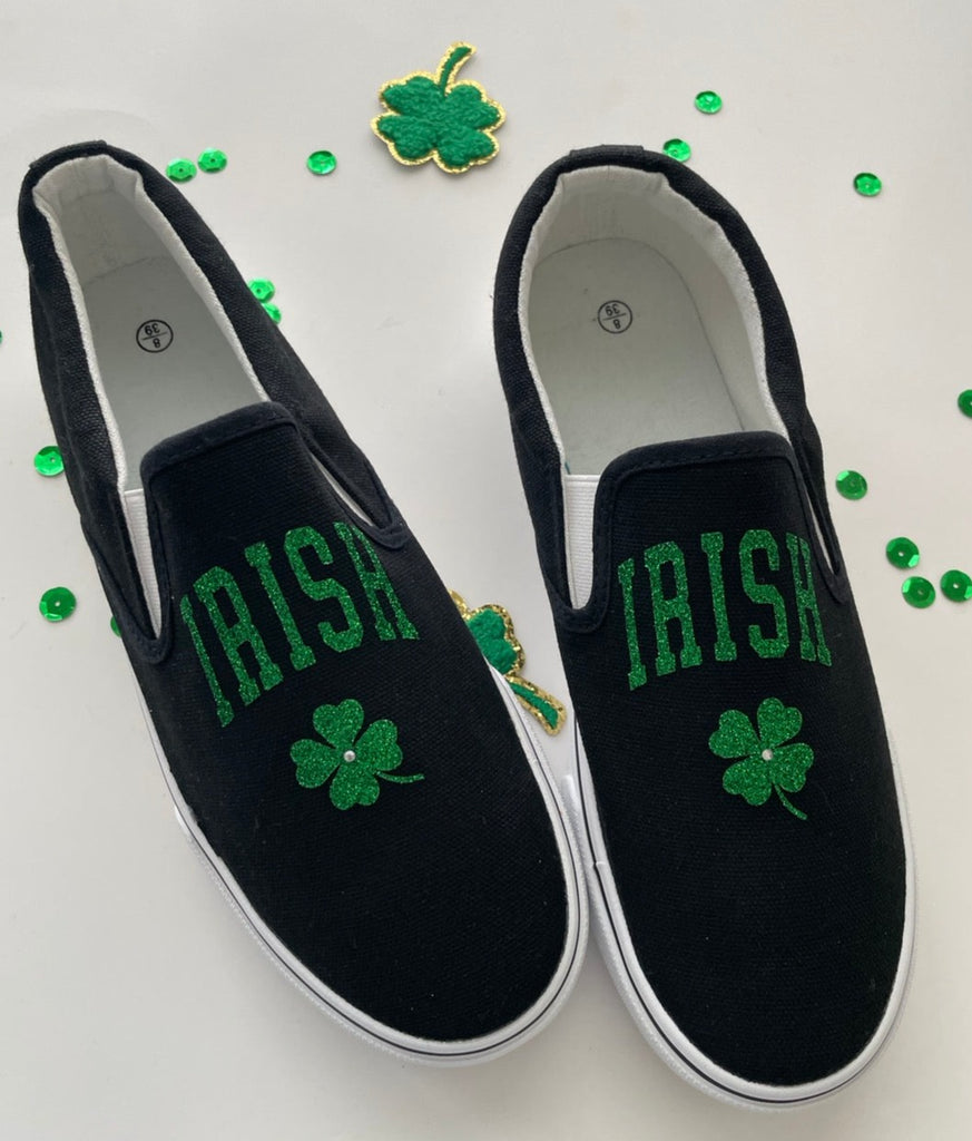 St. Patricks day shoes , glitter shamrock shoes - irish shoes - St. Patricks day shoes