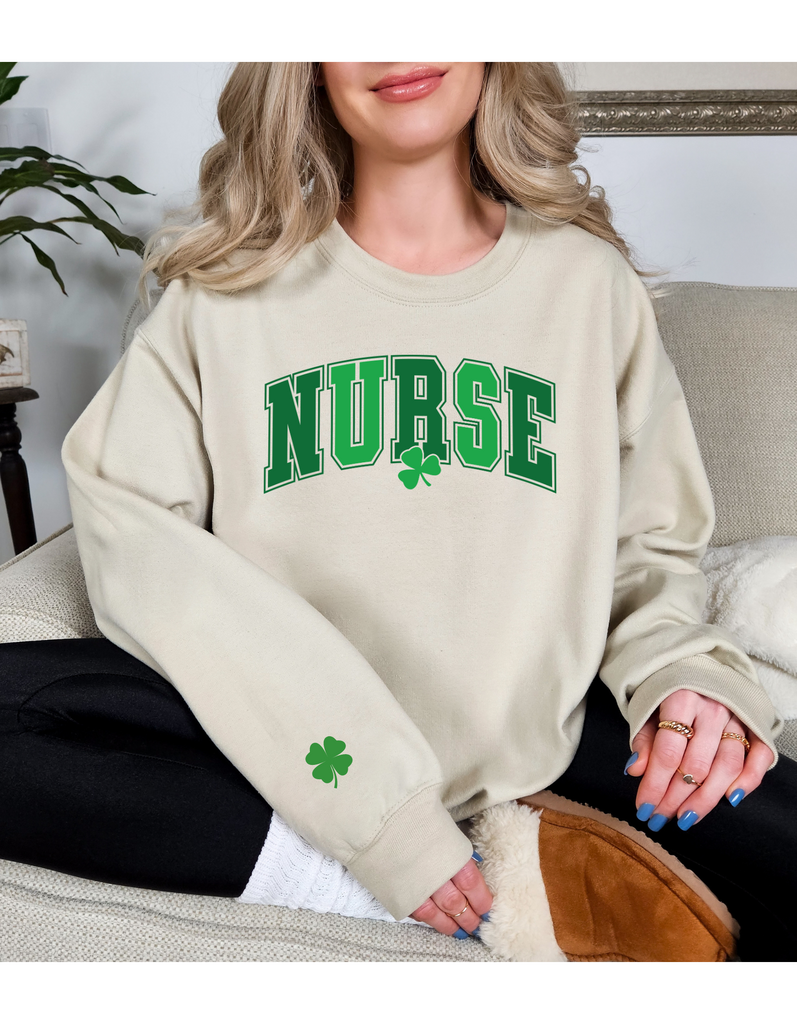 Nurse Lucky Sweatshirt - Irish Sweatshirt - Shamrock Elbow Patch Sweatshirt - St Pattys Sweatshirt - St Patricks Day Outfit -