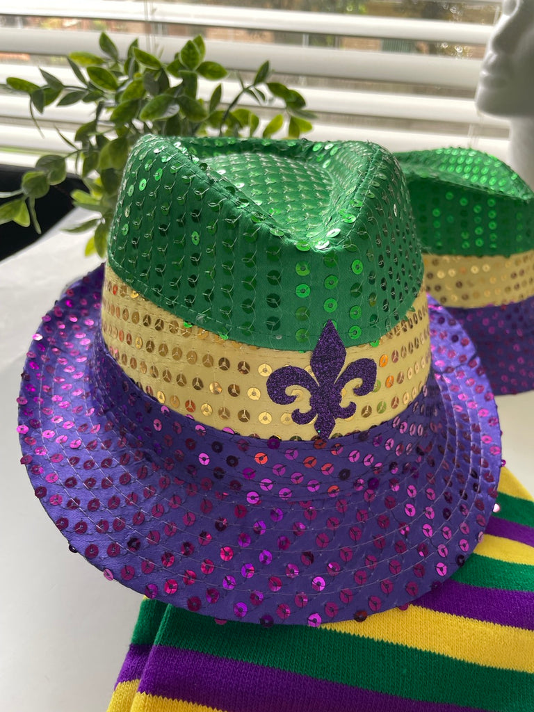 Mardi Gras Sequin Fedora Panama Hat