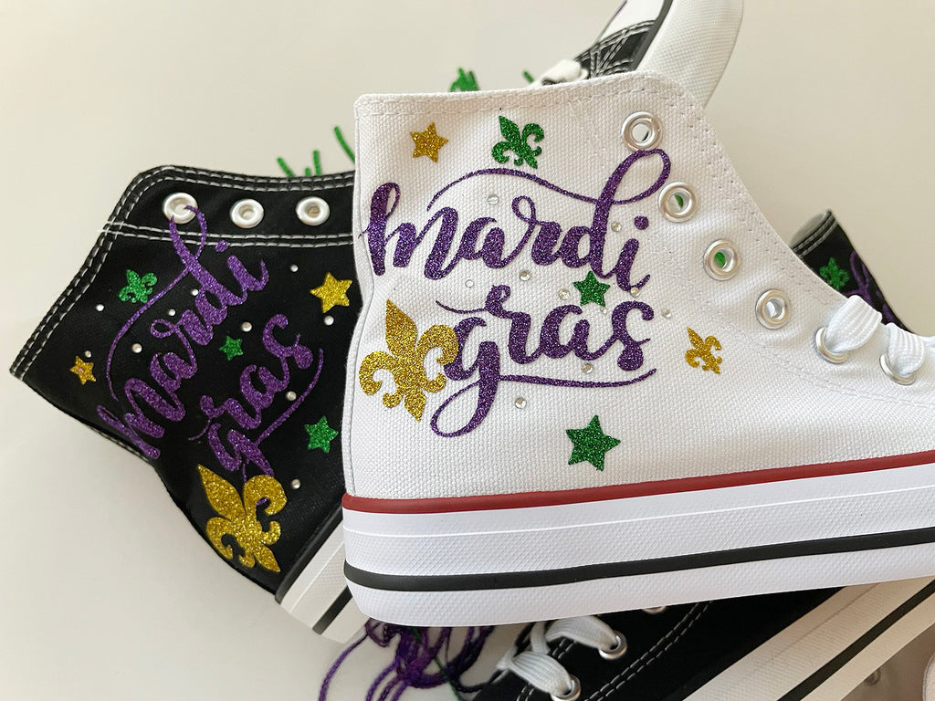 Mardi gras High Top Canvas Sneakers /Personalized sneakers , New Orleans
