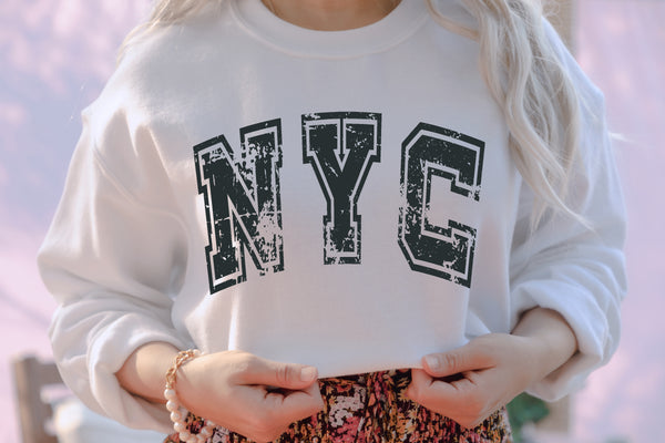 New York Sweatshirt Faded Vintage Aesthetic New York Crewneck