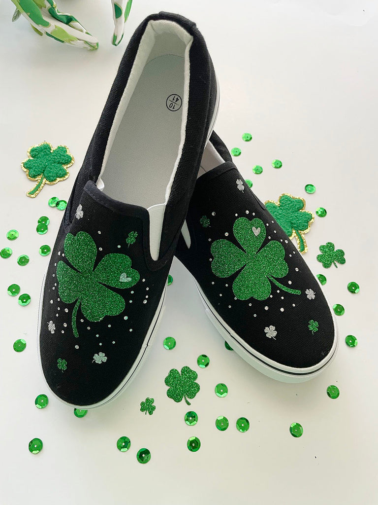 St. Patricks day shoes , glitter shamrock shoes - irish shoes - St. Patricks day shoes