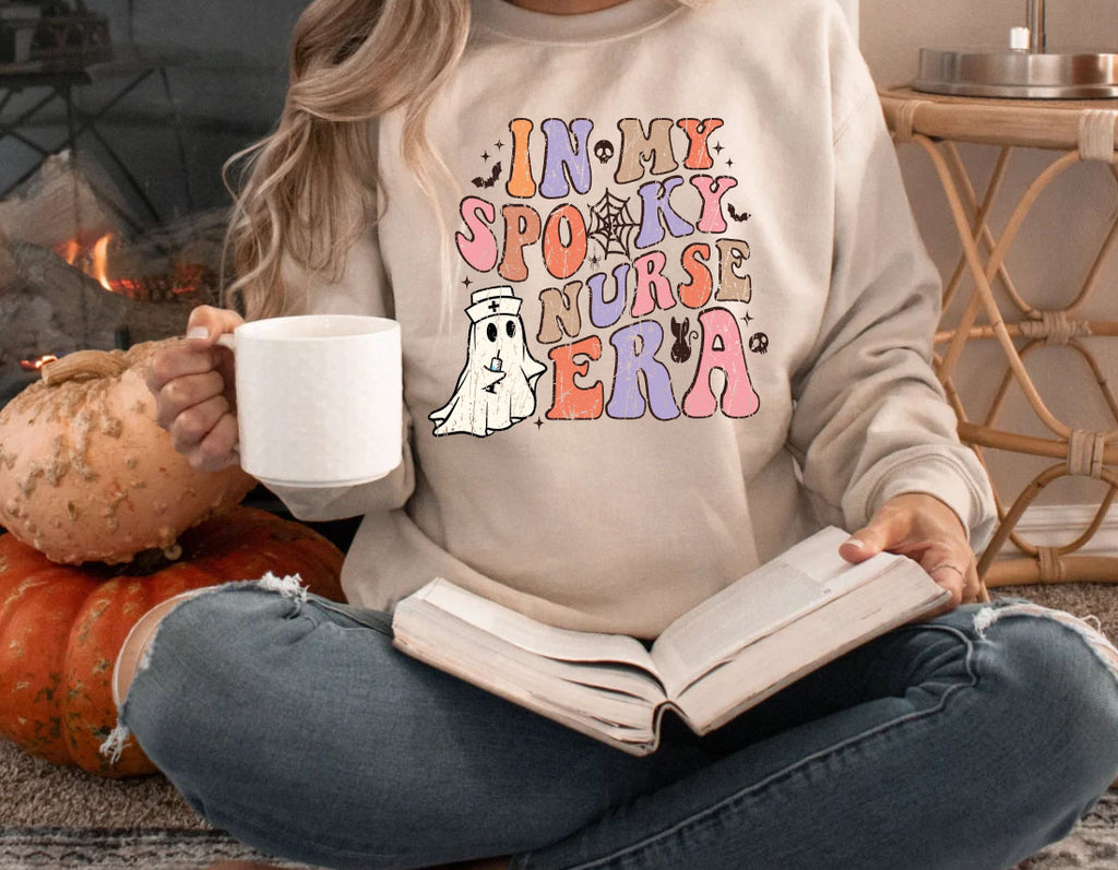 Halloween Nurse , Retro Fall Season Nursing Sweatshirt