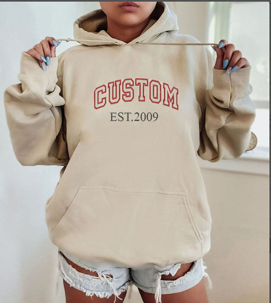 Personalized Embroidered Hoodies, Custom Text Letters Hoodies, CUSTOM TEXT,Customized Embroidery Gift,Bridesmaid Gift,Cozy Hoodies
