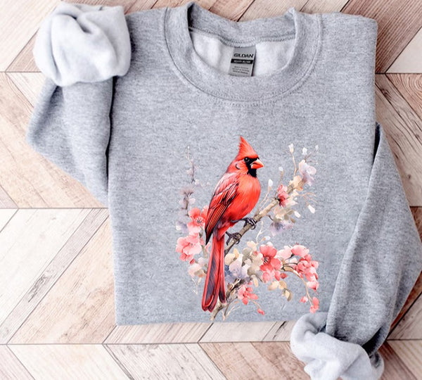 Cardinal Bird Sweatshirt, Cardinal Crewneck, Red Cardinal Bird Shirt, Dogwood Sweatshirt, Bird Sweatshirt, Cardinal Bird Lover Gift