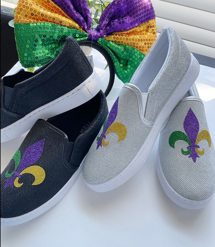 Mardi gras  sneakers /Mardi Gras fleur-de-lys Low-Top Sneakers  /Mardi gras shoe