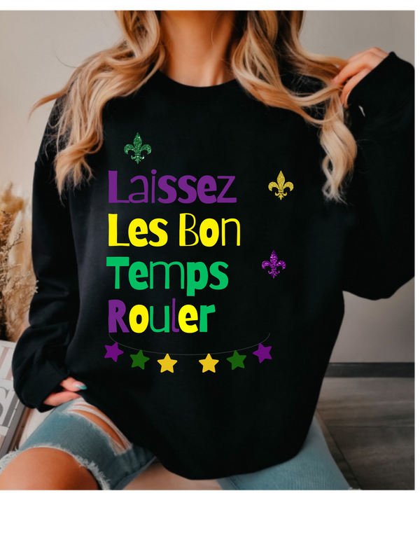 Laissez Les Bon Temps Rouler tshirt/Mardi Gras T-Shirt, Mardi Gras Celebration Shirt, Fat Tuesday Gift Shirt, Funny Carnival Tee, Festival Shirt, Purple Green Gold Tee