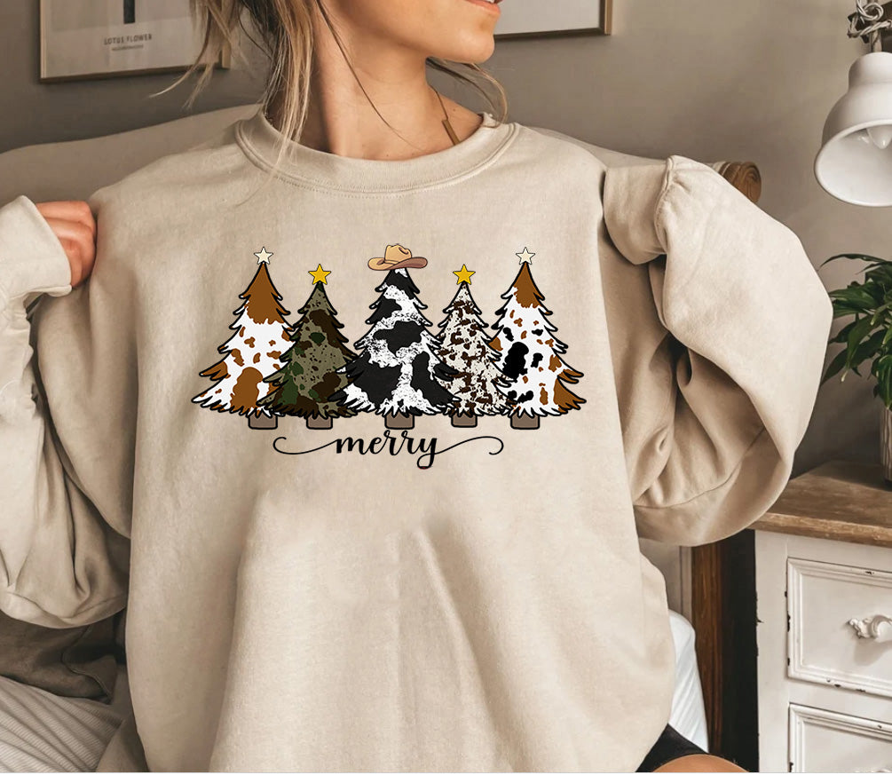 Merry Christmas Crewneck Sweatshirt, Western Christmas , Country Christmas,Holiday,Western Crewneck Sweatshirt