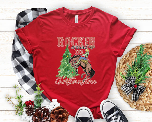 Rockin' Around The Christmas Tree Shirt,Howdy Cowboy Christmas Sweater, Giddy Up Jingle Horse Pick Up Your Feet, Howdy