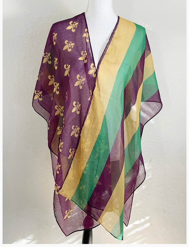 Mardi Gras kimono/ Mardi Gras scarf
