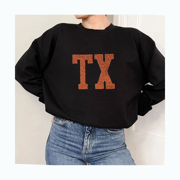 Glitter Texas Shirt, Texas Tees ,Texas Shirt, Texas Orange Tshirt, Womens Texas T shirt, Unisex Texas T-shirt, Texas Longhorns,