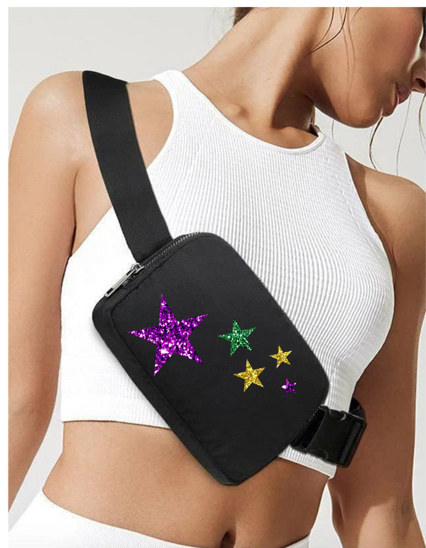 Mardi gras Glitter Belt bag/ Mardi Gras Fanny pack/Mardi Gras/crossbody bag