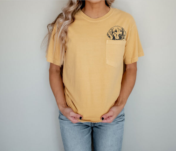 Comfort Color Pocket Golden Retriever Dog ,dog mom Shirt , Dog Mom Shirt, Dog Lover, Dog Mom Gift, Golden Retriever Dog , Fur Mom