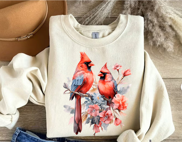 Cardinal Bird Sweatshirt, Cardinal Crewneck, Red Cardinal Bird Shirt, Dogwood Sweatshirt, Bird Sweatshirt, Cardinal Bird Lover Gift
