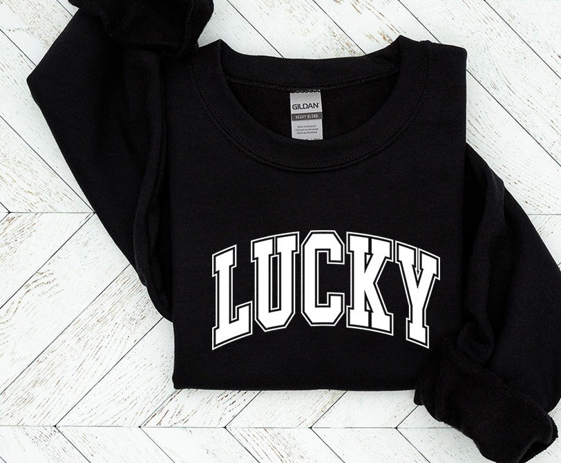 Lucky Sweatshirt - Irish Sweatshirt - Shamrock Elbow Patch Sweatshirt - St Pattys Sweatshirt - St Patricks Day Outfit -