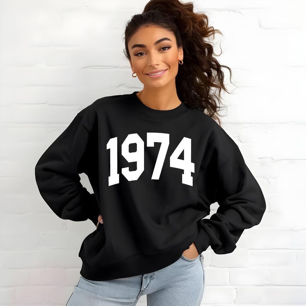 1974 Sweatshirt, 1974Birthday Year Number Sweatshirt for Women