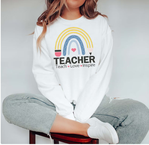 Teacher Embroidery sweatshirt, Teach sweatshirt, Teacher Shirt, Cute Shirt for Teachers, Teacher Gifts, Elementary School Teacher Shirt