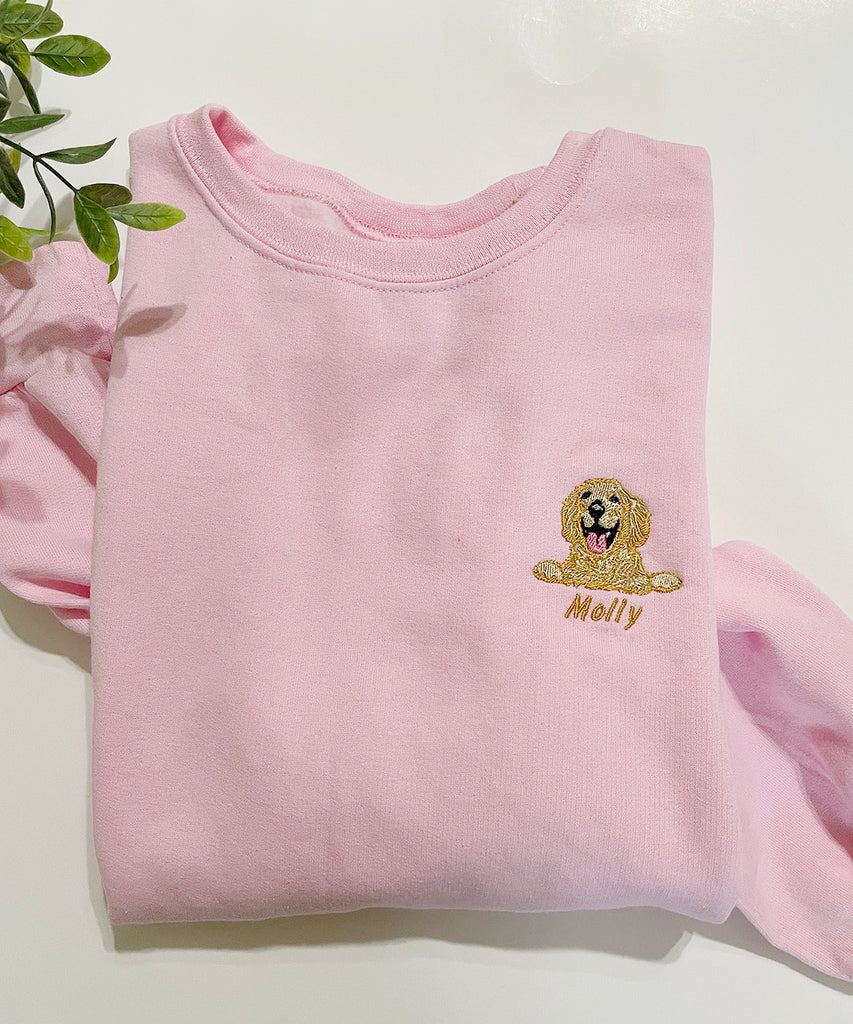 Personalized Embroidered Golden Retriever Sweatshirt-Crewneck/Dog Mom/Dog Lover Gift
