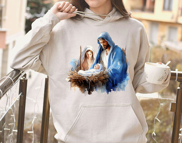 Christmas Nativity Jesus, Christmas Crewneck hoodie Sweatshirt, Happy Holidays Country Christmas,Holiday