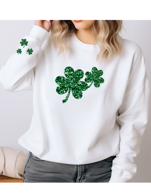 Glitter St. Patricks Day Sweatshirt - Irish Sweatshirt - Shamrock Elbow Patch Sweatshirt - St Pattys Sweatshirt - St Patricks Day Outfit -