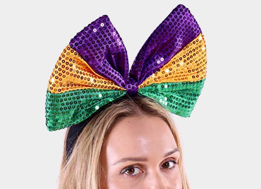 Mardi Gras Sequin Ribbon Headband