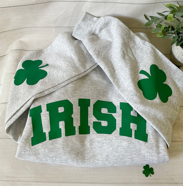 St. Patricks Day Sweatshirt - Irish Sweatshirt - Shamrock Elbow Patch Sweatshirt